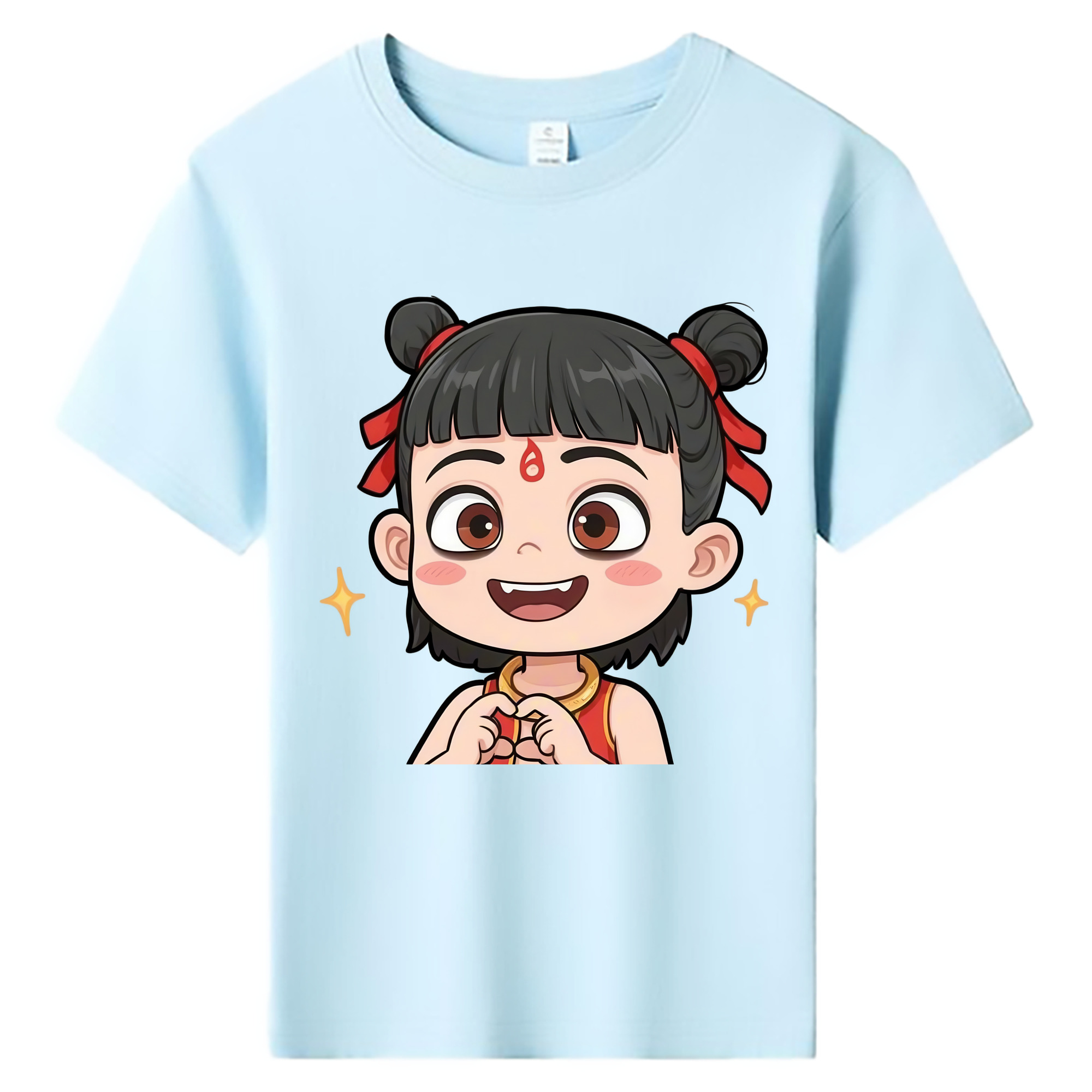 （画像用） Ne Zha 2 ナタ 魔童の大暴れ 綿100％キッズTシャツ（フロントプリント）